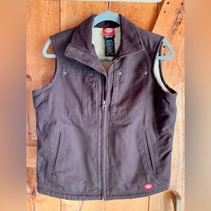 Dickies women’s fleece lined Brown canvas vest Size Small